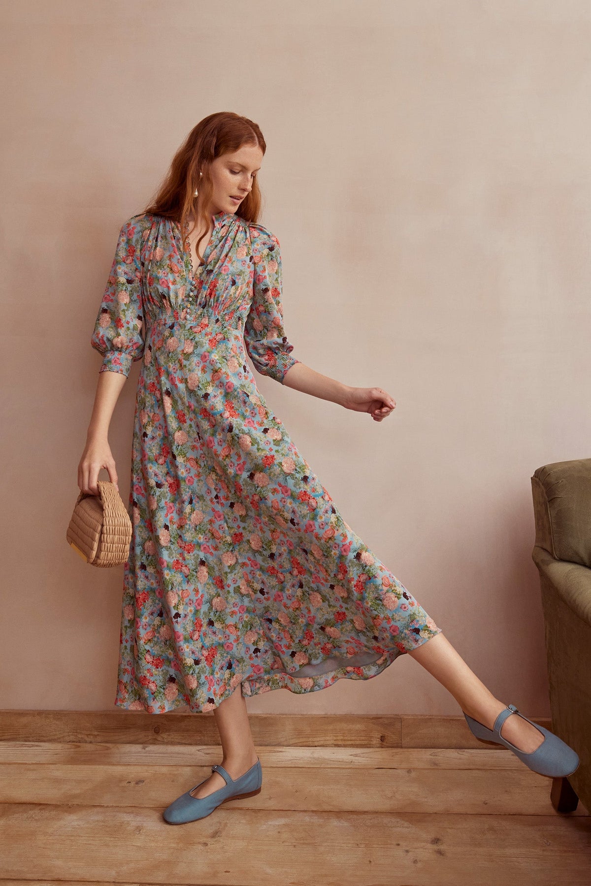 Gabriella Floral Print Silk Tea Dress  x Joe Horner