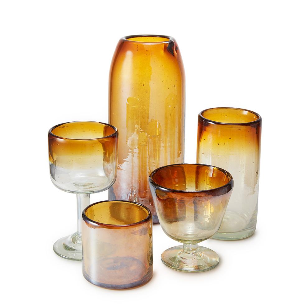 Iridescent Ombré Amber Coupe - Glass Tabletop Mexico 