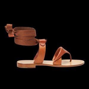 10mm Italian Made Flat Grear Sandal in Saddle Vachetta