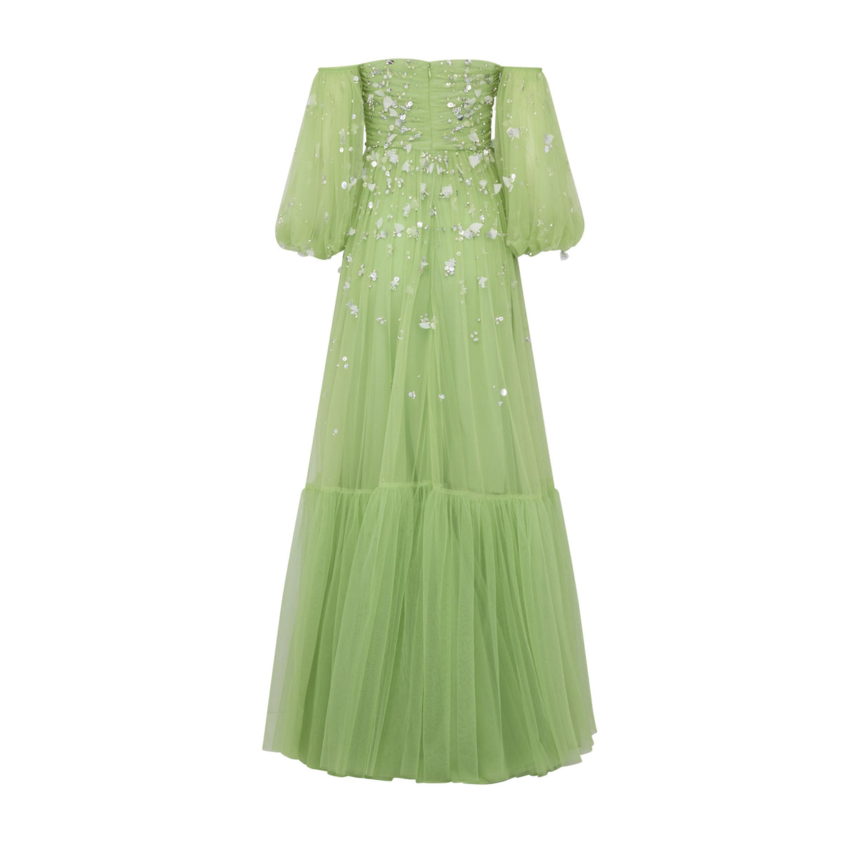 Priyanka Gown in Parakeet Tulle with Sporadic Sequins