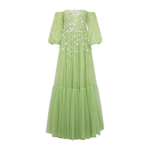 Priyanka Gown in Parakeet Tulle with Sporadic Sequins