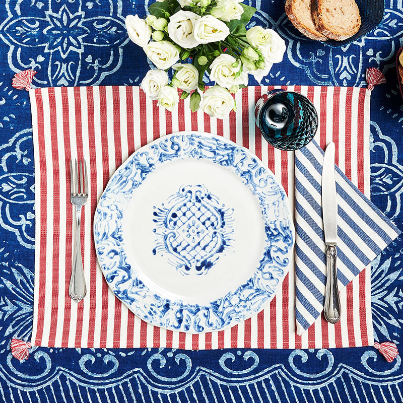 Vera Stripe Napkins in Blue, Set of 2