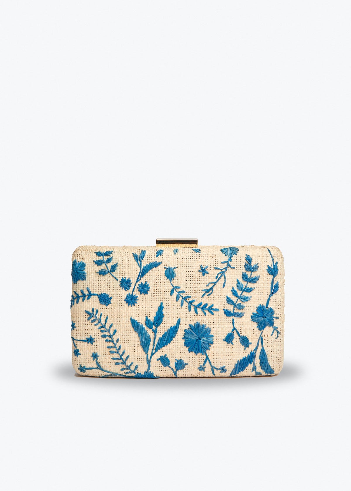 Hana Embroidered Straw Clutch Bag