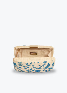 Hana Embroidered Straw Clutch Bag