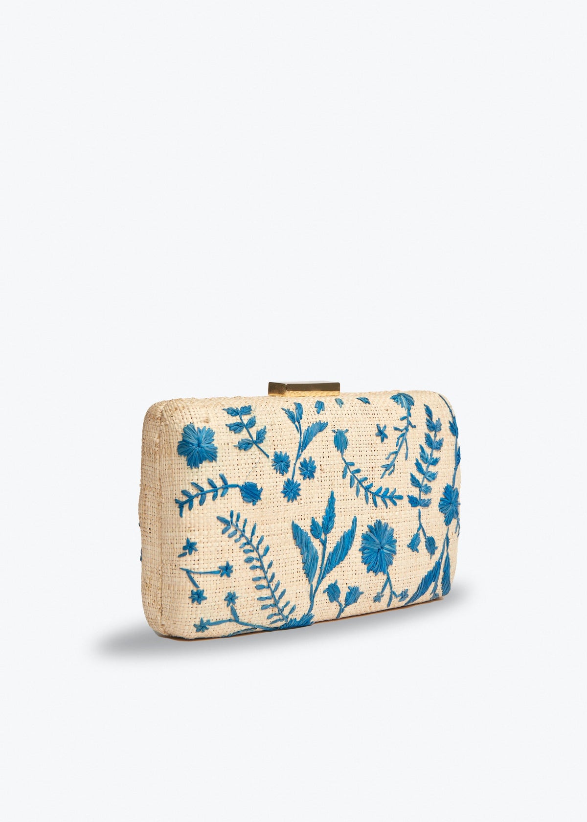 Hana Embroidered Straw Clutch Bag