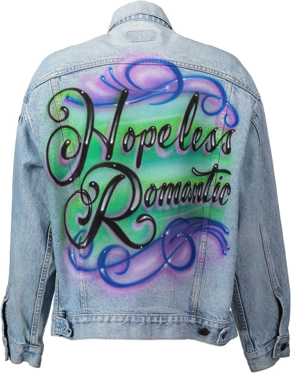 90's inspired 'Hopless Romantic' airbrushed vintage denim jacket 