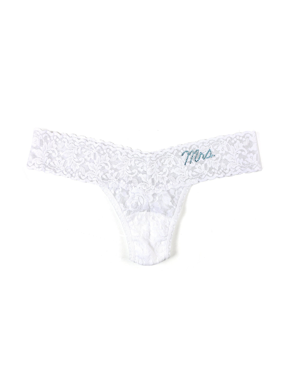 Mrs. Low Rise Thong-WHITE-BLUE CRYSTALS-Hanky Panky