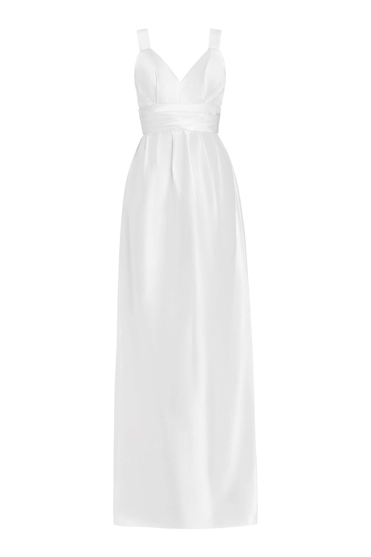 Hazel White Silk Tulip Column Gown