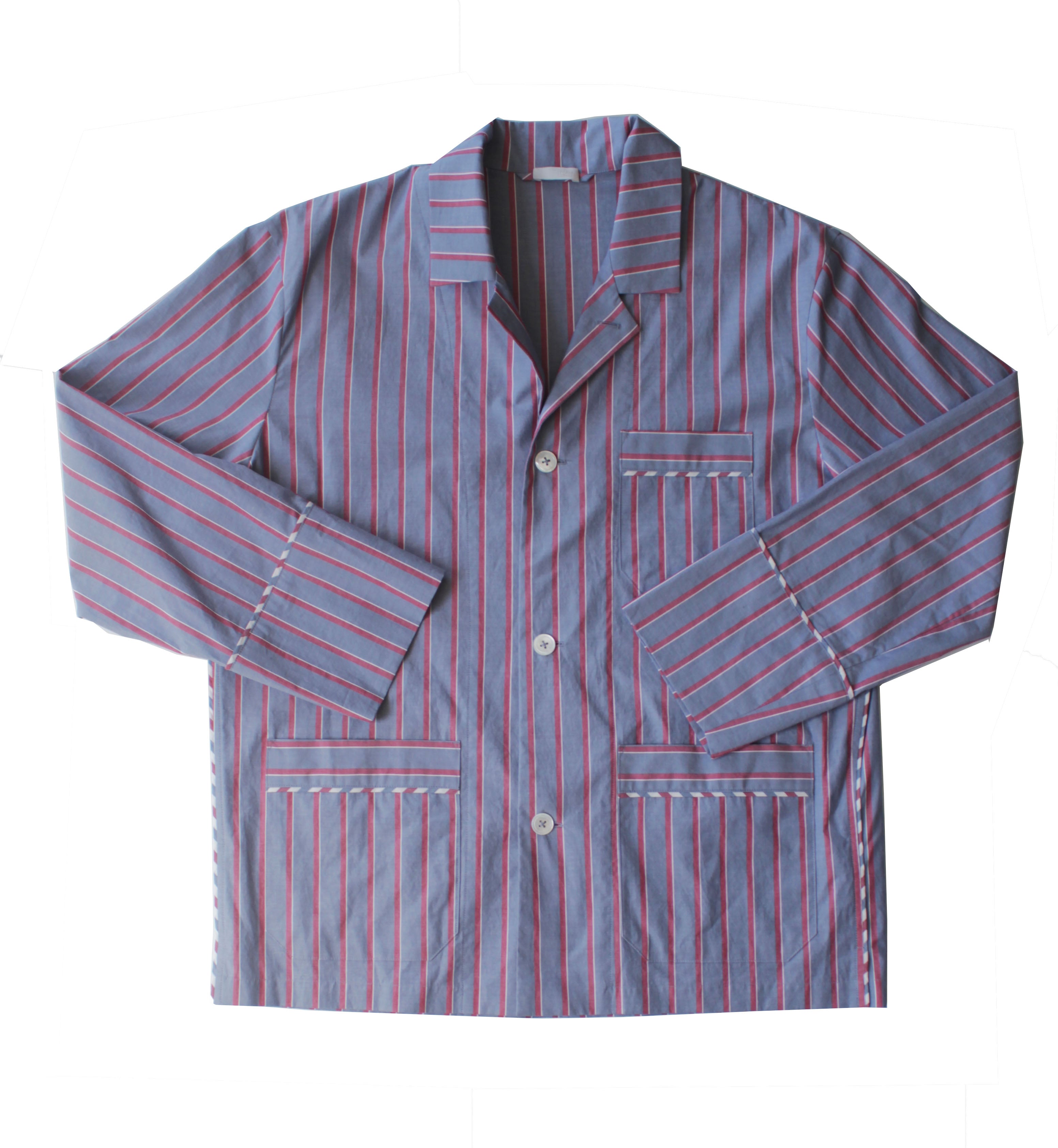 Hyperion Men's Pajama Top in Red Grey Stripe