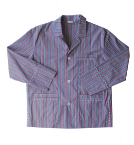 Hyperion Men's Pajama Top in Red Grey Stripe