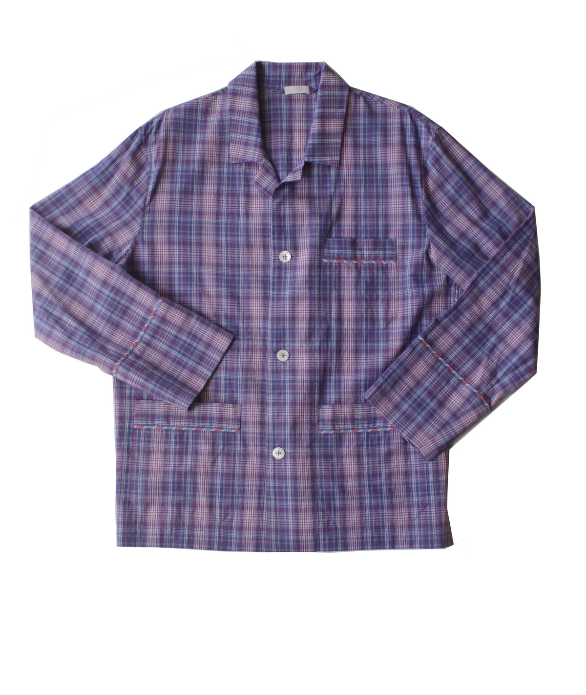 Hyperion Men's Pajama Top in Violet Plaid