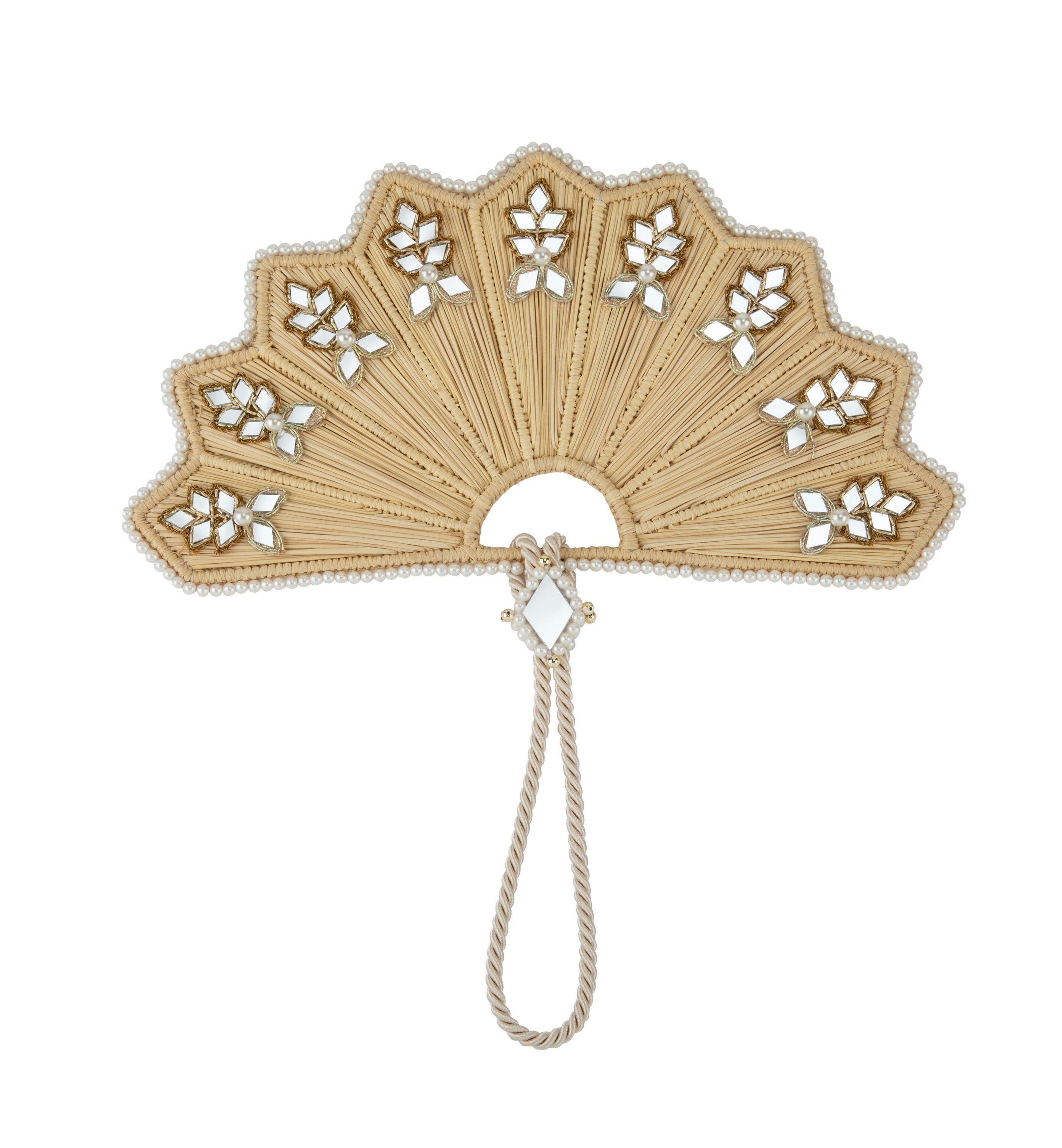 Star Shaped Iraca Jaipur Mirror Fan