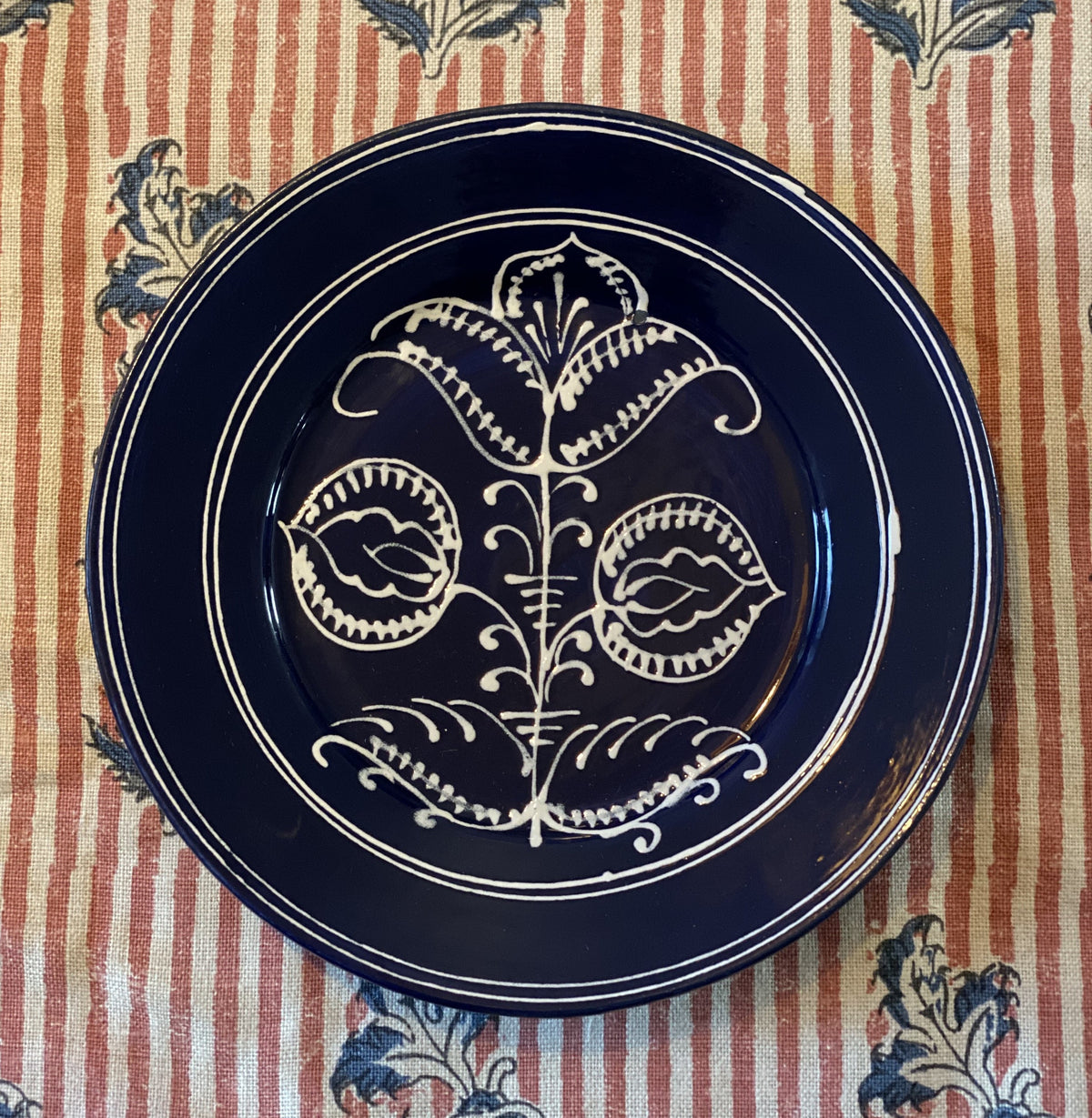 Cobalt Tulip Dessert Plate