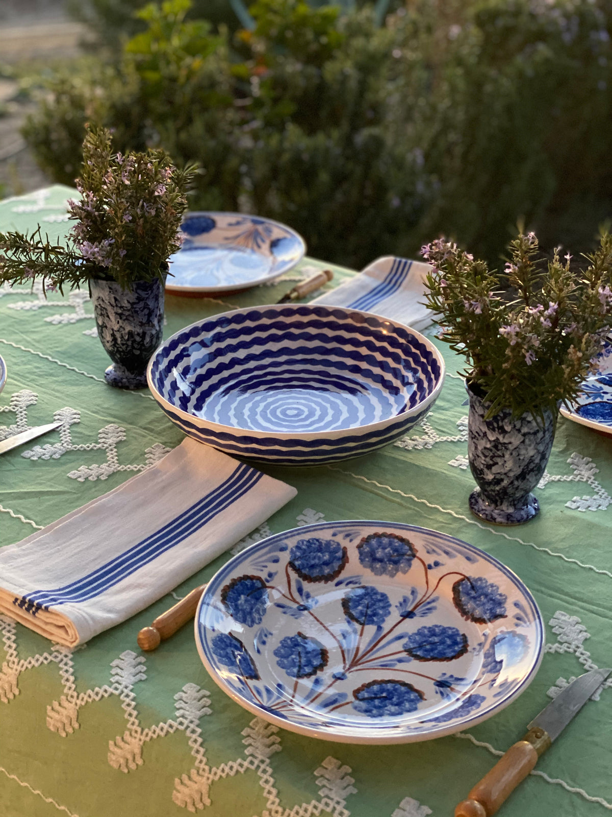 Cobalt Squiggle Serving Bowl