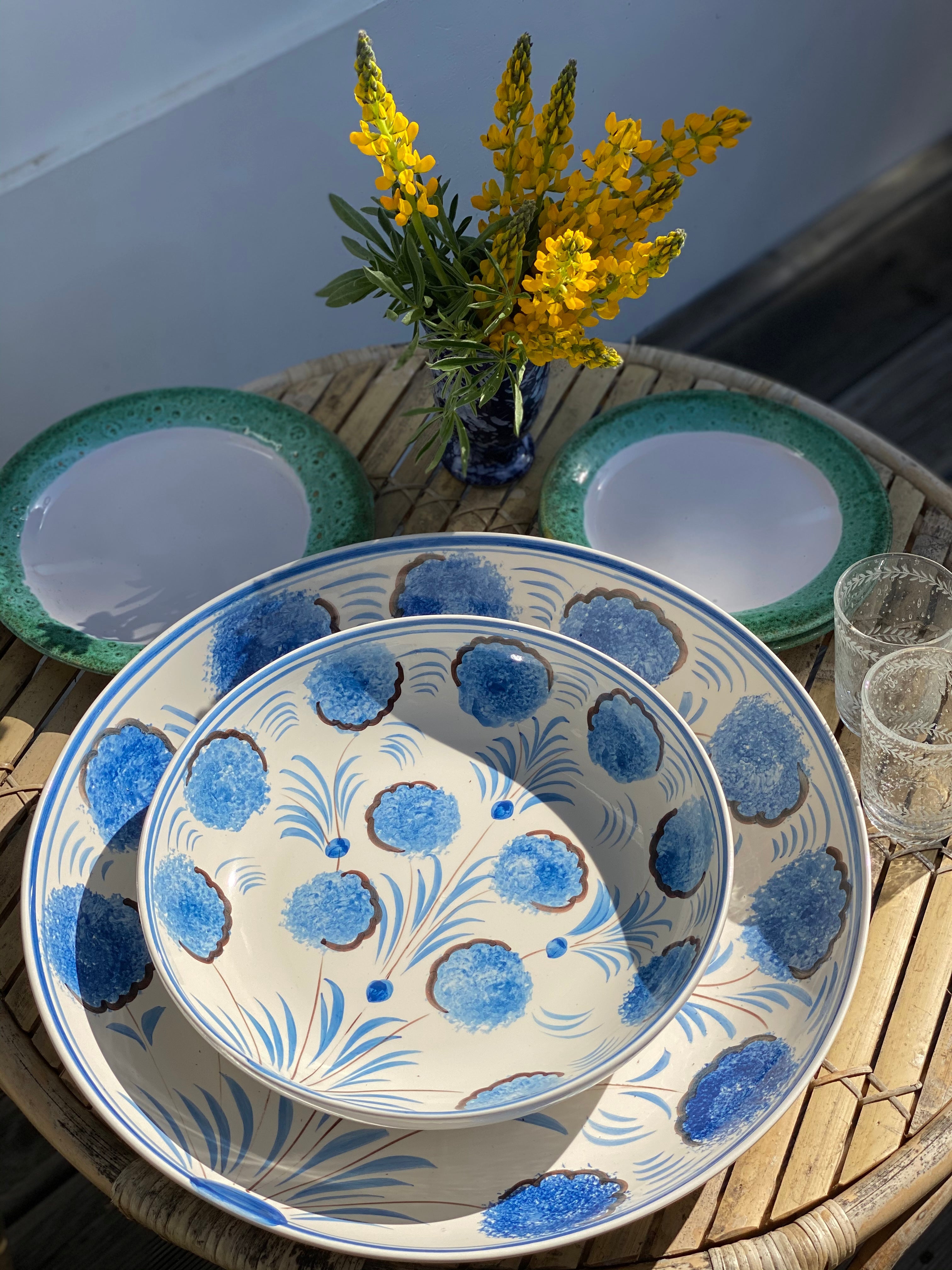 Blue Flower Serving Bowl