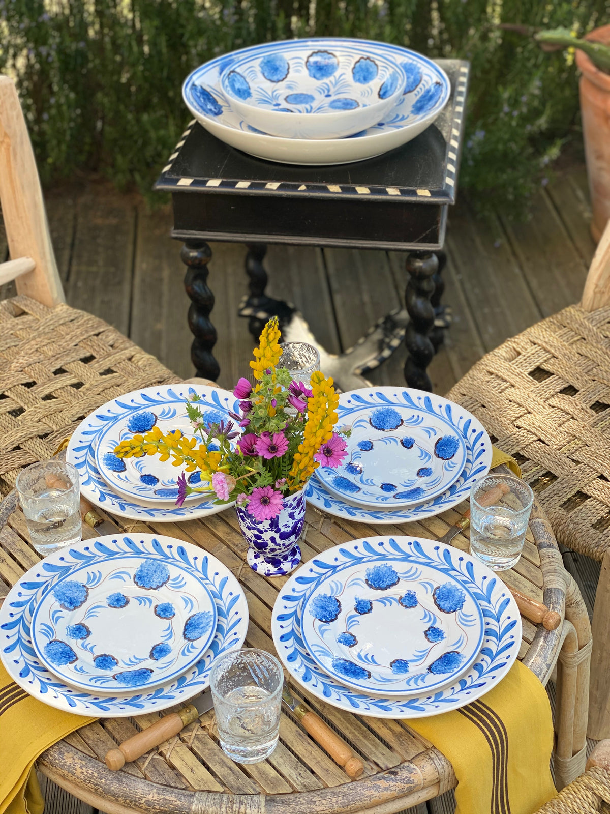 Blue Flower Dessert Plate