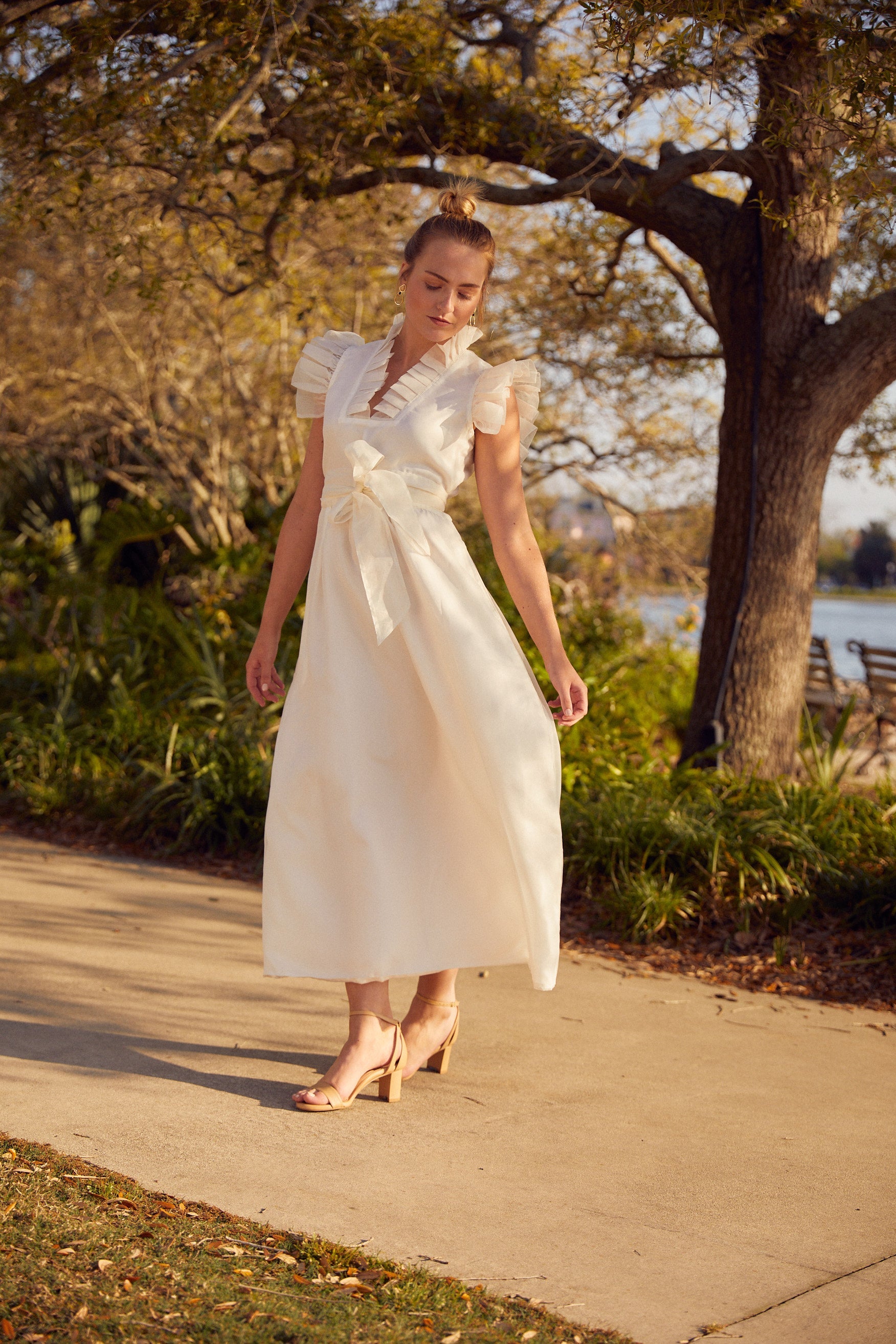 Firenze Dress in Light Ivory Silk Organza