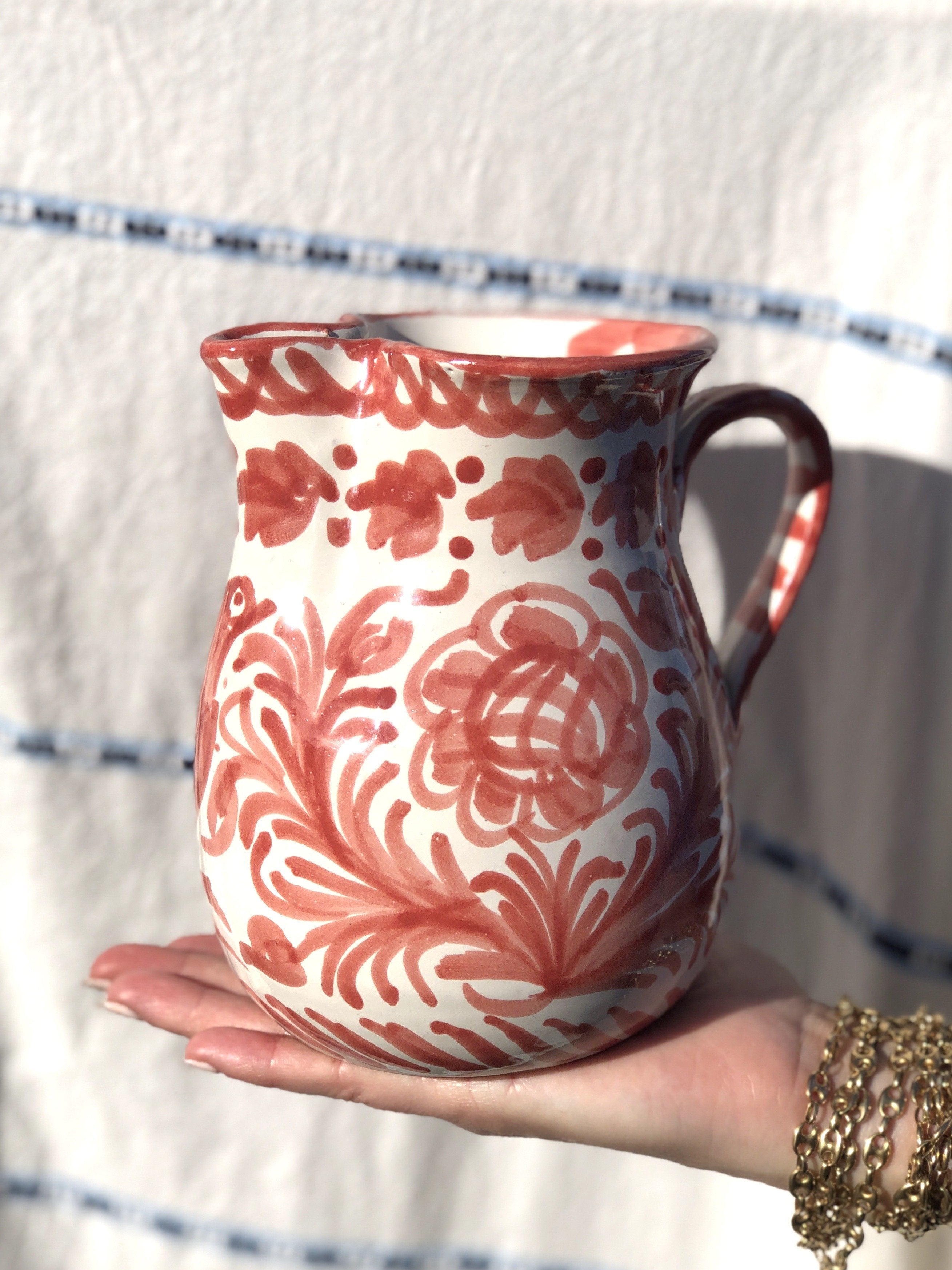 Casa Coral Small Pitcher with Hand-painted Designs