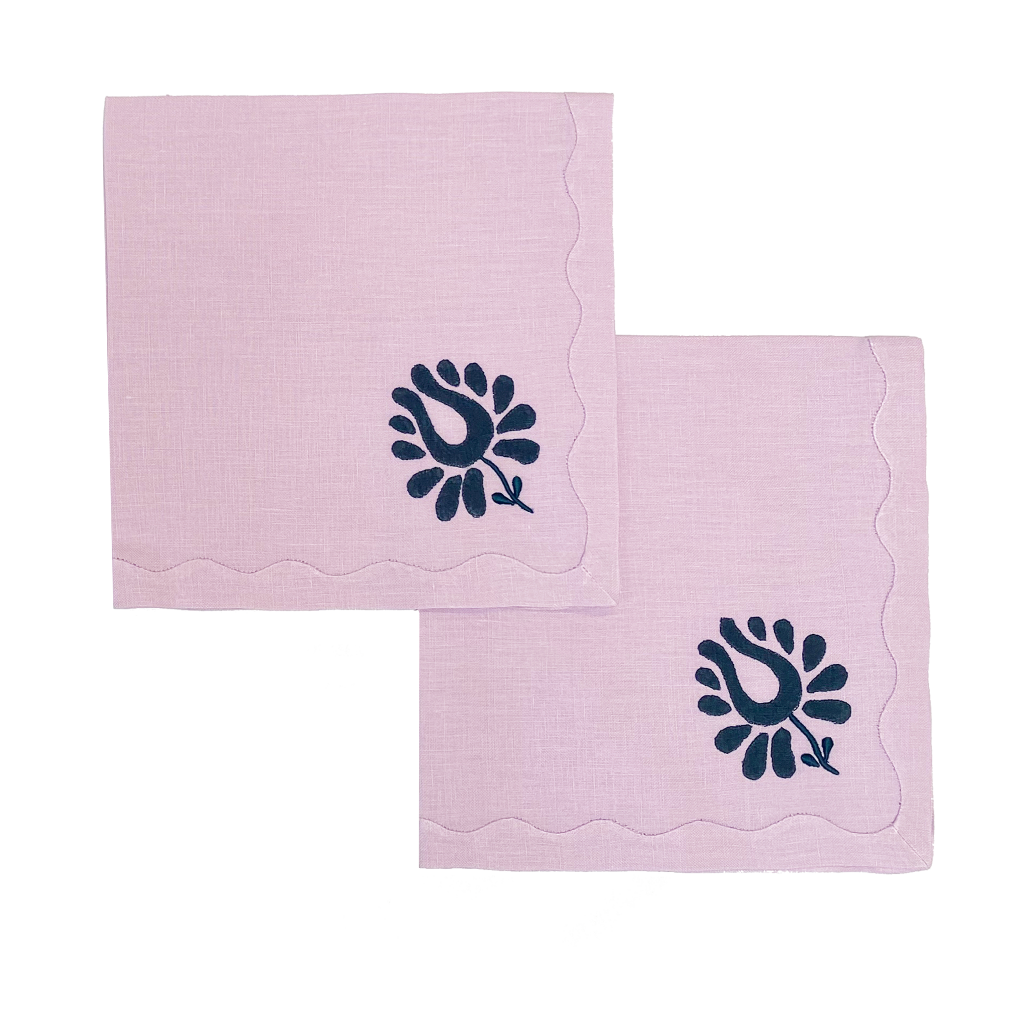 Indian Tulip Dinner Napkins in Lilac and Navy, Set of 2