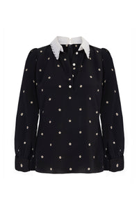 Ineta Silk Blouse Pearl Dots