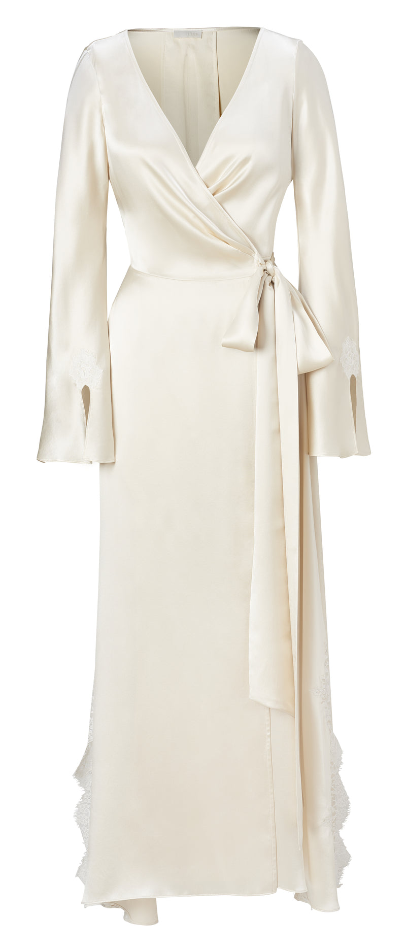 Iris Pearl Silk Charmeuse Wrap Robe