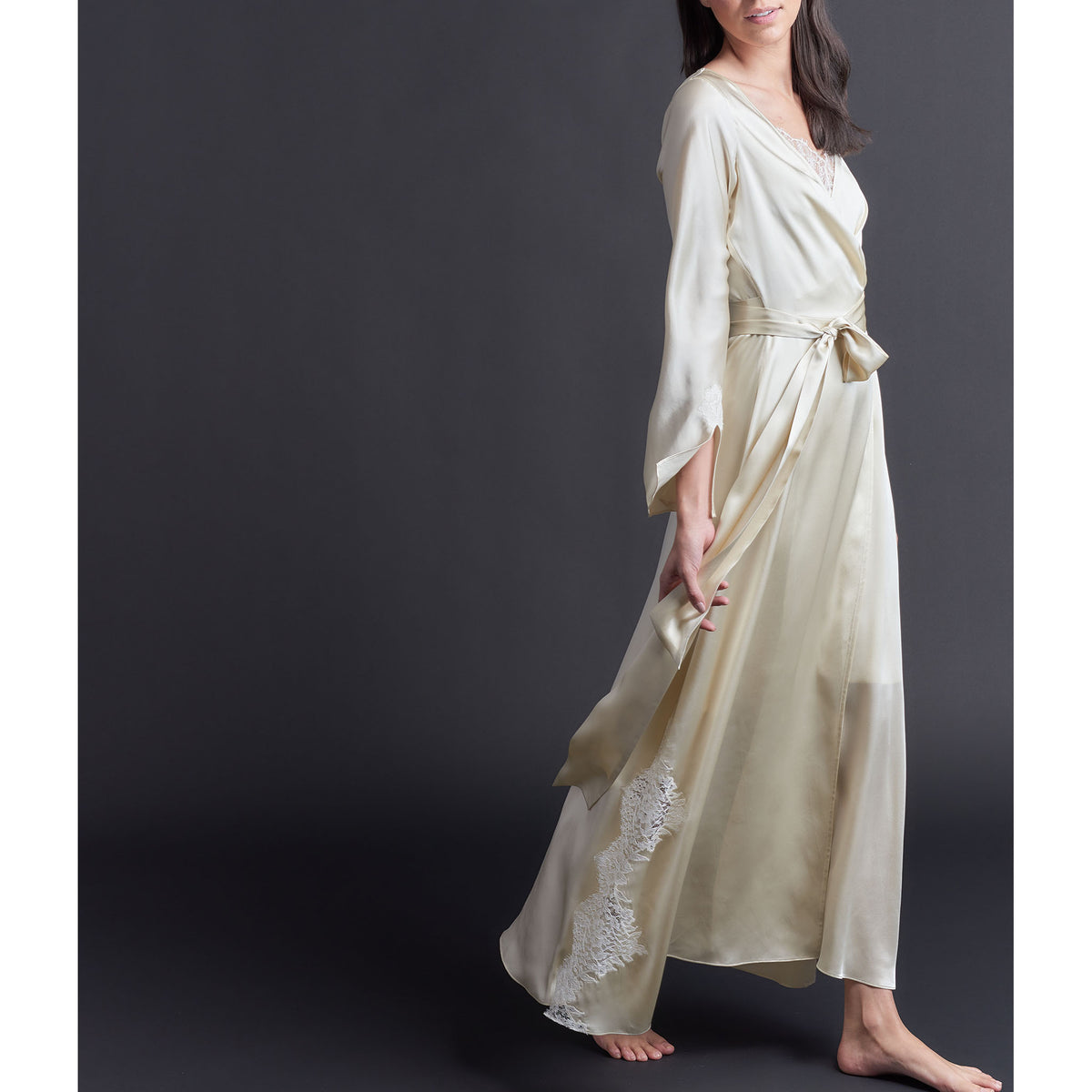 Iris Pearl Silk Charmeuse Wrap Robe