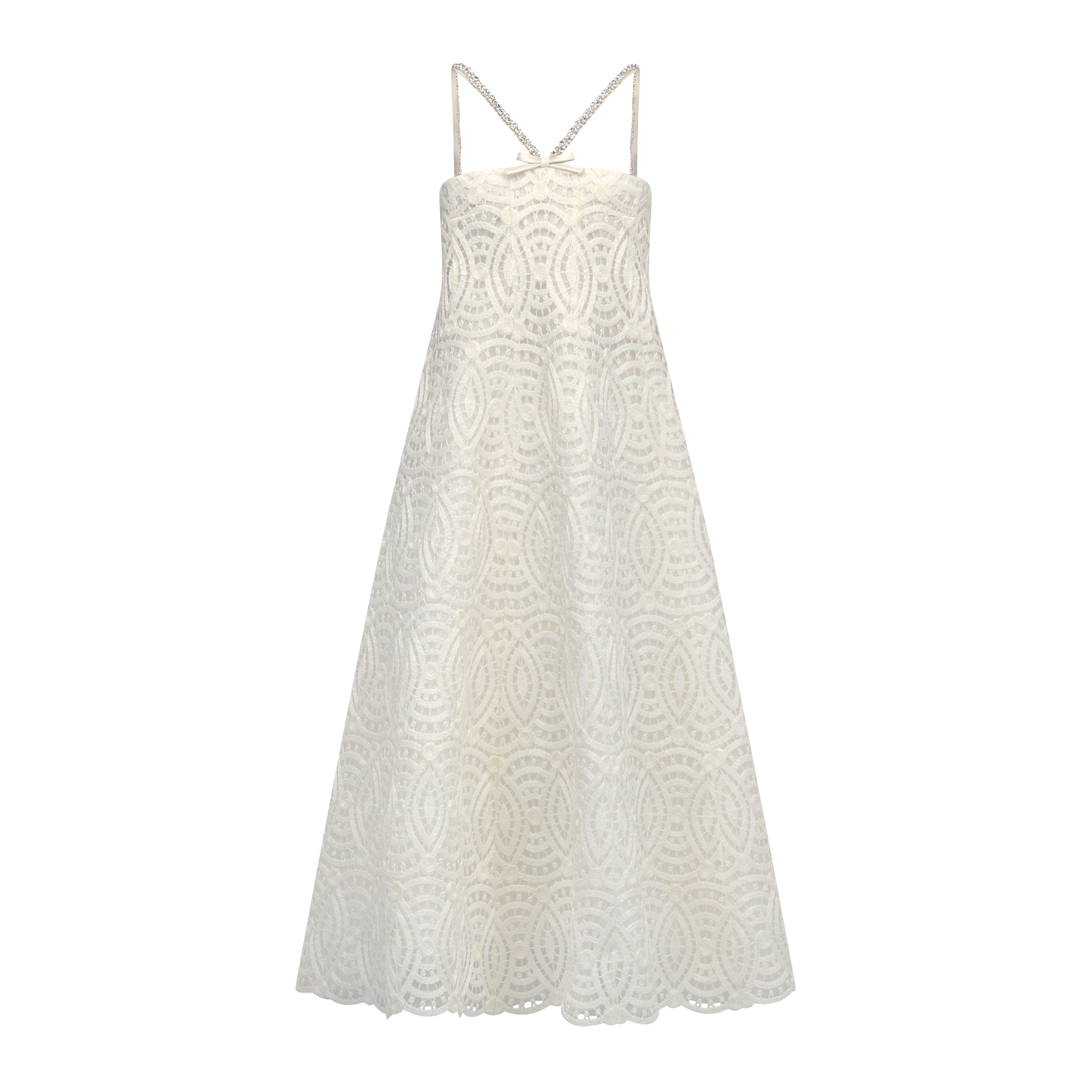 Mina Dress in Ivory Raffia Lace