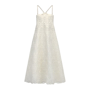 Mina Dress in Ivory Raffia Lace