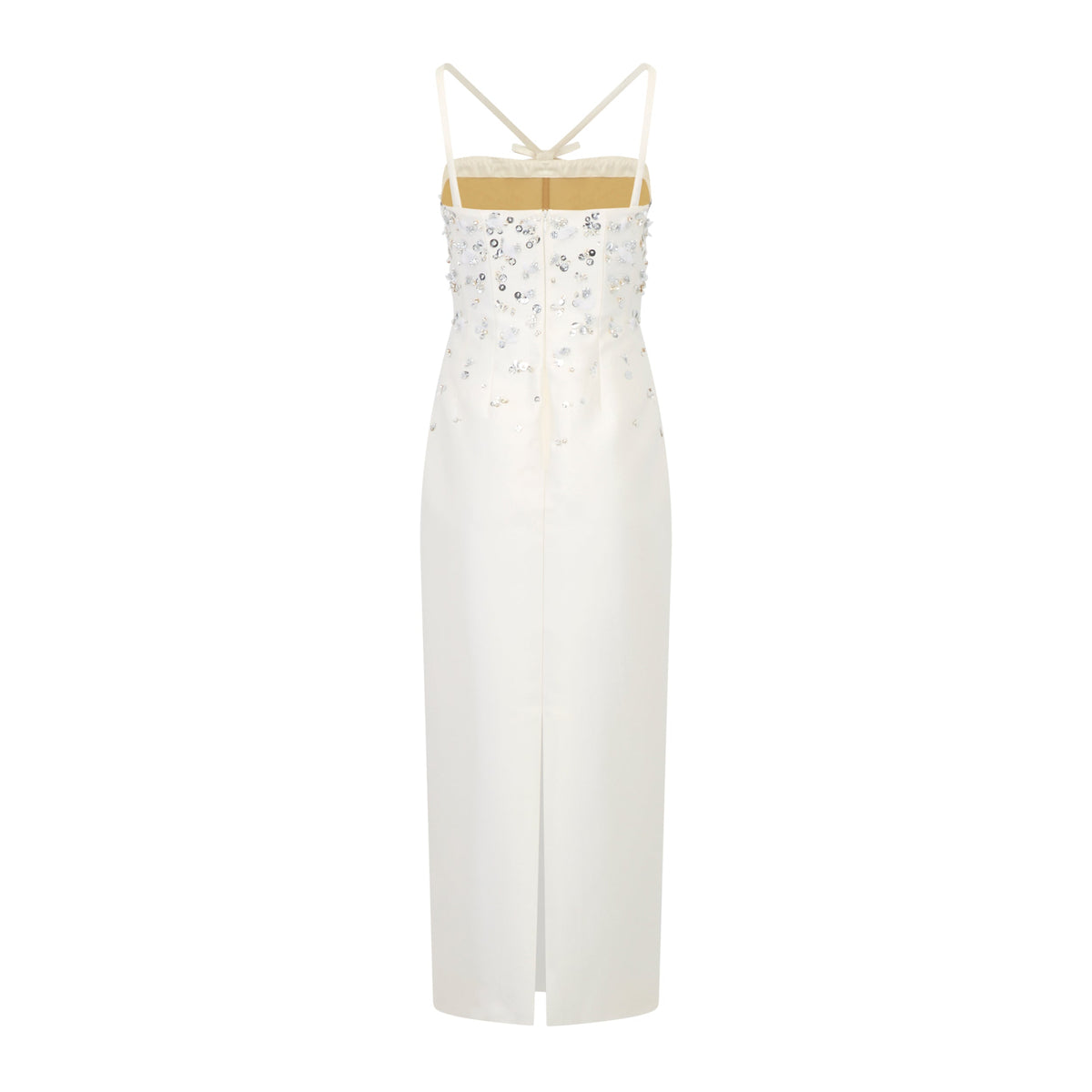 Sofia Dress in Ivory Silk Wool with Sporadic Sequins