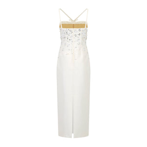 Sofia Dress in Ivory Silk Wool with Sporadic Sequins