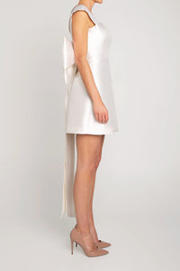 Ivy Silk and Wool Mini Dress in White