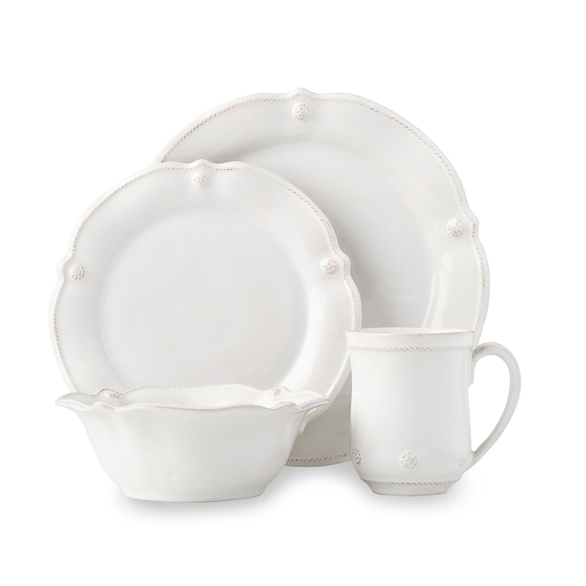 Berry & Thread Whitewash Flared Place Setting, Set of 4