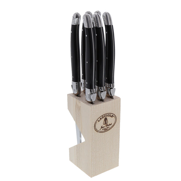 Knives in Block in Black, Set of 6