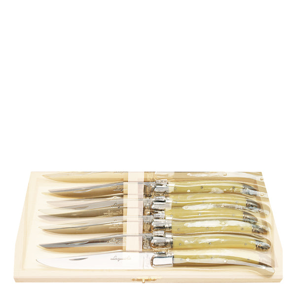 Knives Set in Light Horn, Set of 6