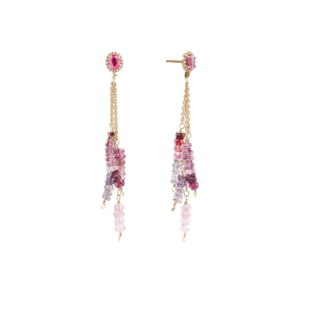 Ruby Gemburst Sangria Chain Studs