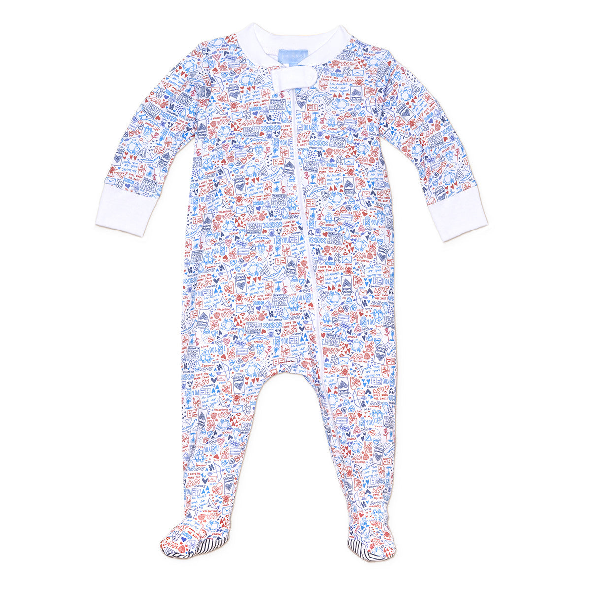 Joy Street Kids Love Zip Onesie, Blue Valentine