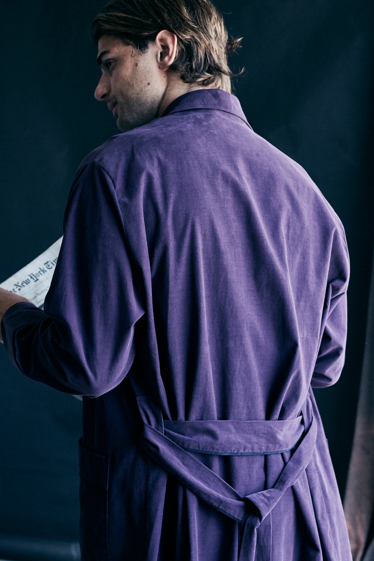 Janus Men's Robe in Aubergine Cotton Corduroy