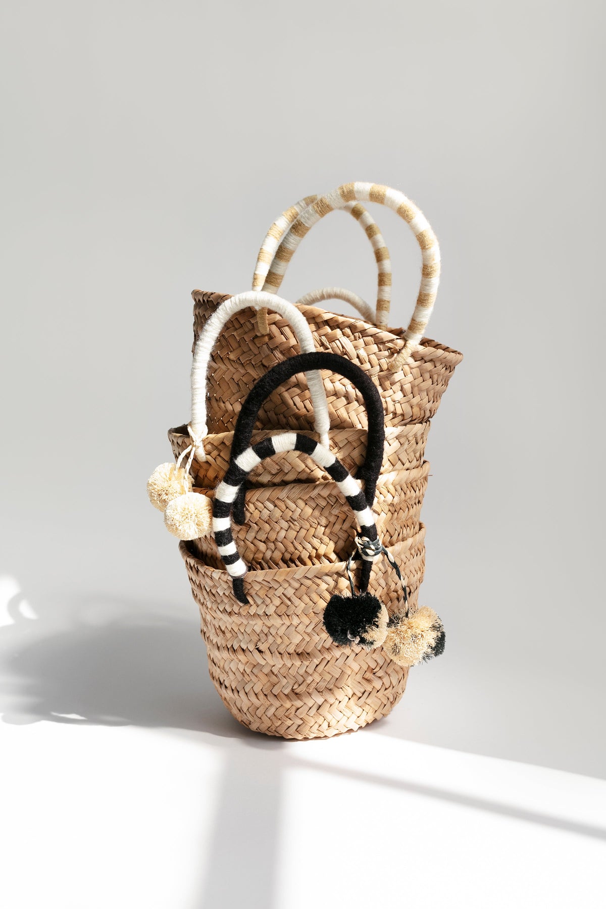 Mini St. Tropez Pom Pom Straw Tote