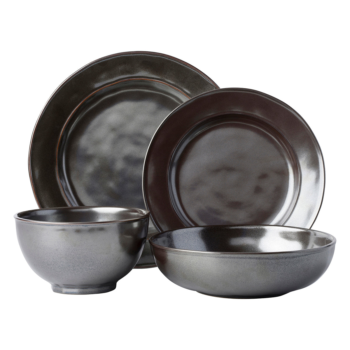 Pewter Stoneware Place Setting, Set of 4