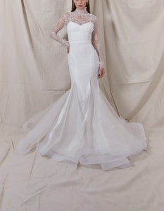 Alexis Lace Gown with Removable Floral Appliques