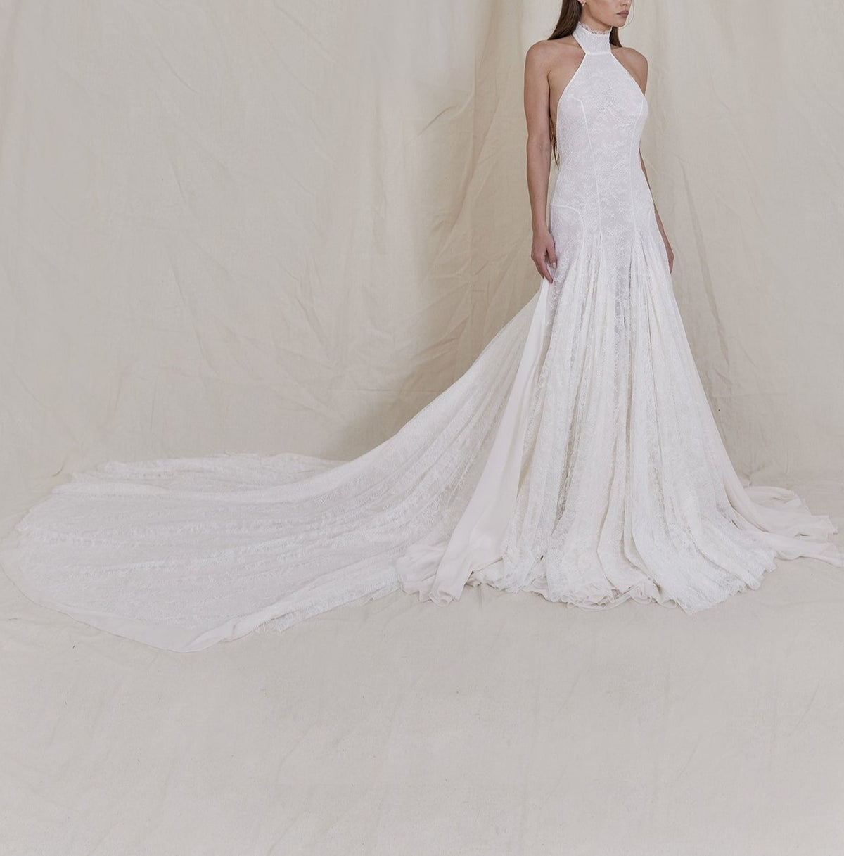 Diane Chantilly Lace and Silk Chiffon Gown