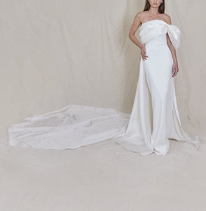 Lulu Gown with Hand Draped A-Symmetrical Organza Bodice