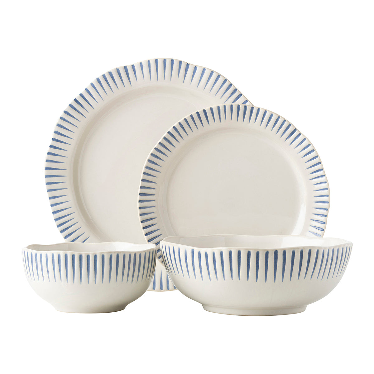 Sitio Stripe Indigo Place Setting, Set of 4