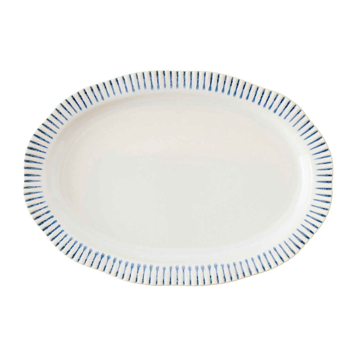 Sitio Stripe Indigo 17" Serving Platter