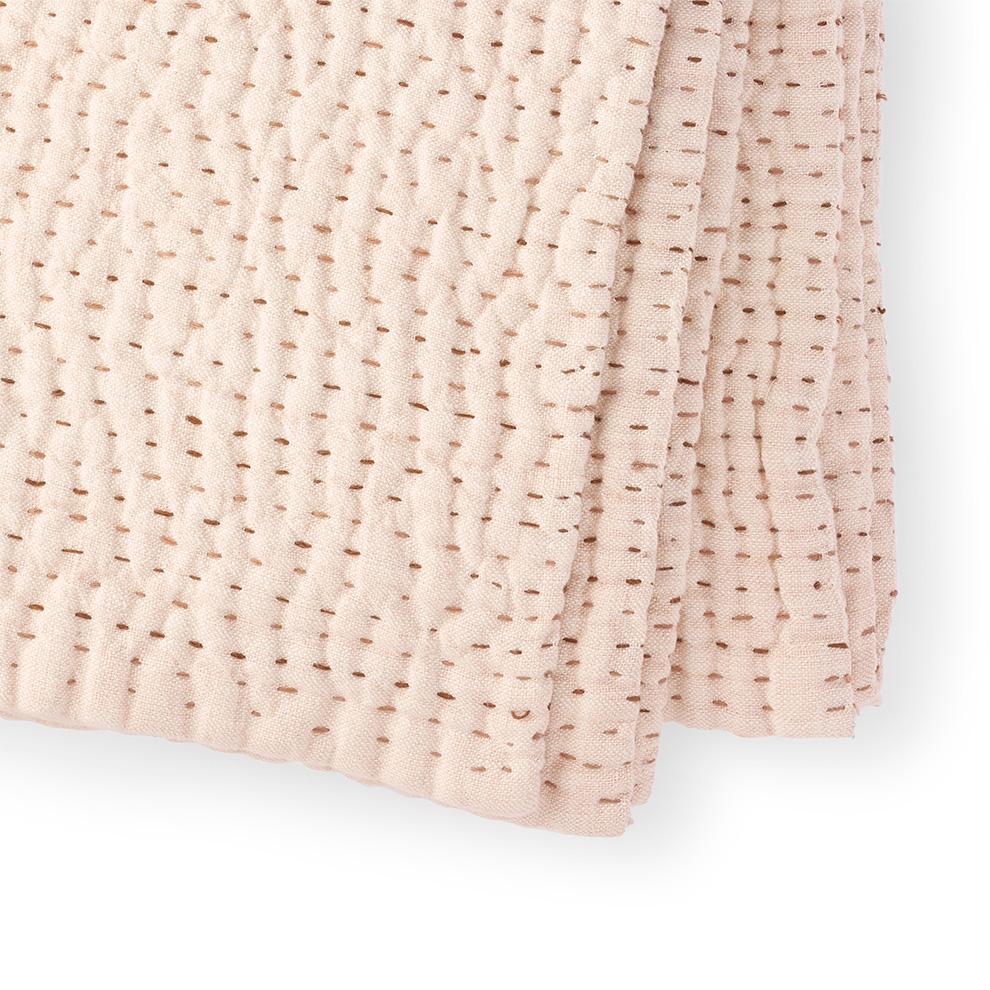 Blush Linen Kantha Quilt Blanket