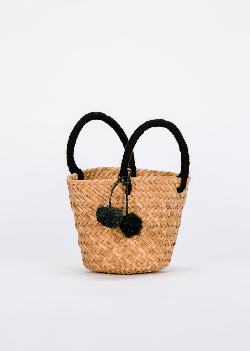 Mini St. Tropez Pom Pom Straw Tote