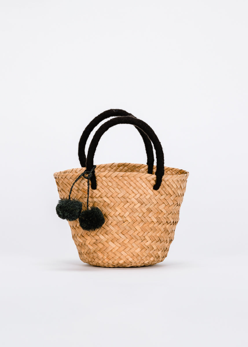 Mini St. Tropez Pom Pom Straw Tote