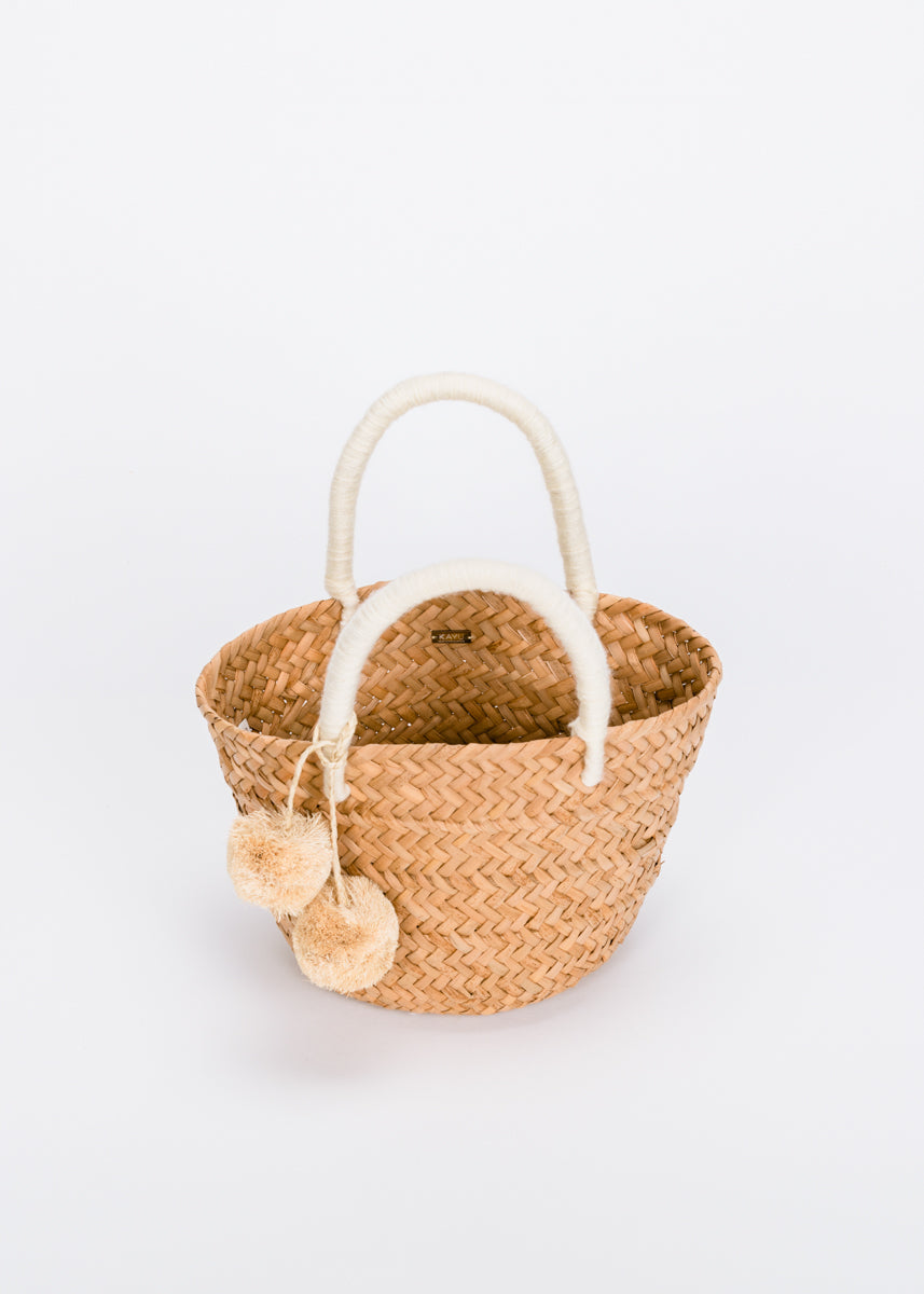 Mini St. Tropez Pom Pom Straw Tote