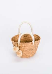 Mini St. Tropez Pom Pom Straw Tote