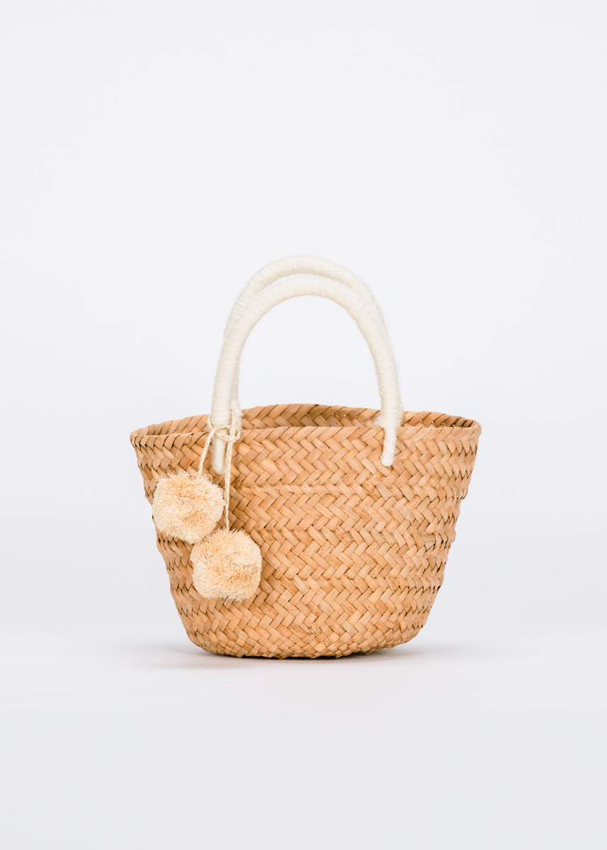 Mini St. Tropez Pom Pom Straw Tote